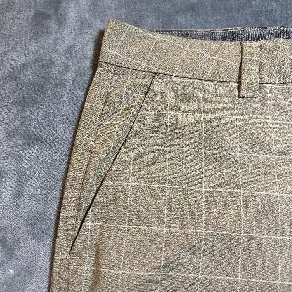 O'Neill Men's Stretch Walk Shorts Size 34 Flat Front Chino Window Pane Check
